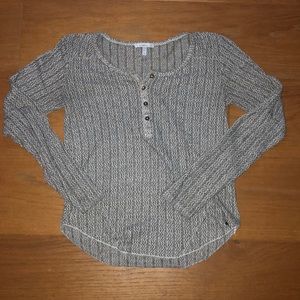 O’Neill Brown and White Woven Henley Top